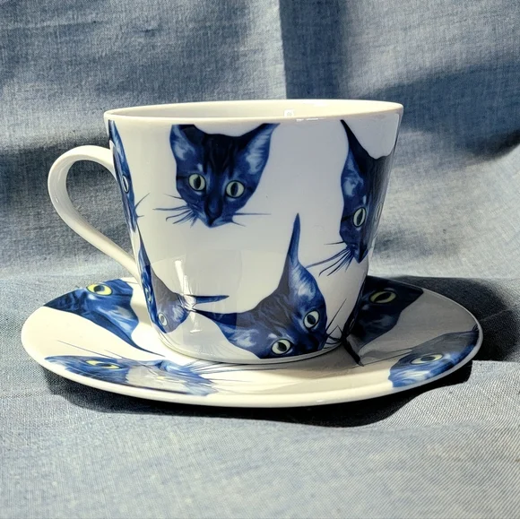 Rare KATIE EARY for Ikea GILTIG CAT Cup & Saucer - Picture 3 of 6